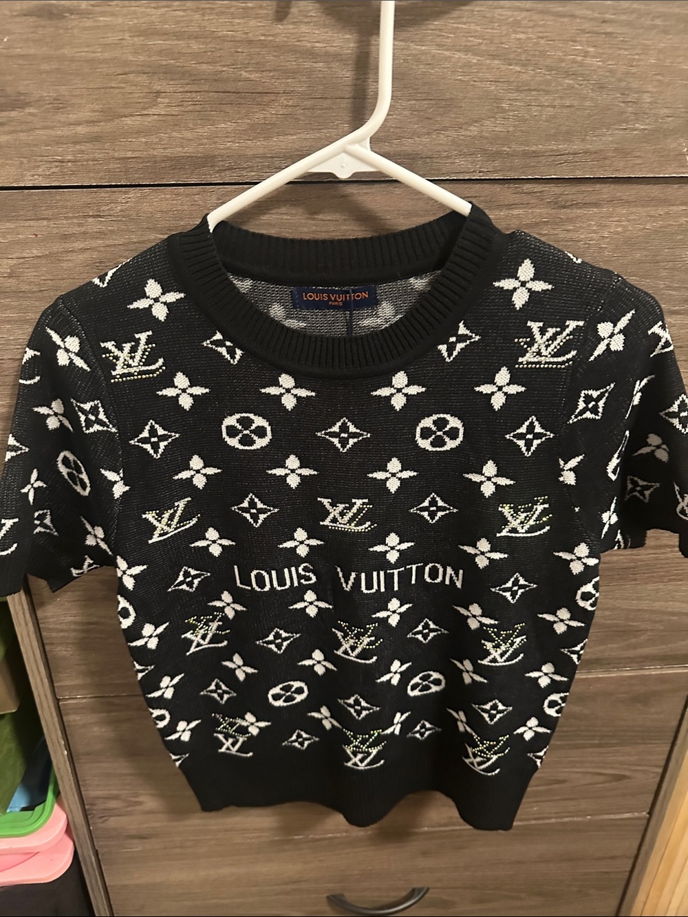 Black and White Monogram Jacquard Crewneck size S